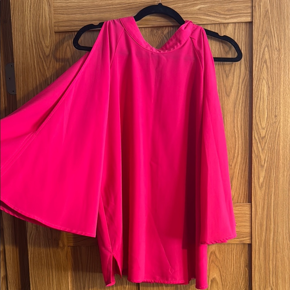 Vibrant Pink Cape Sleeve Top